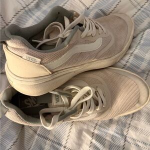 Vans Beige and White Low-Top Mesh Sneakers